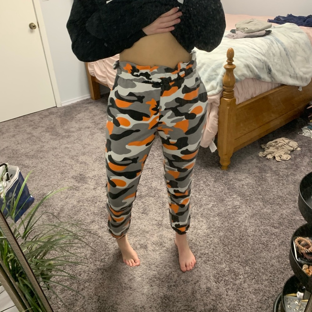 Fashion Nova Orange camo joggers